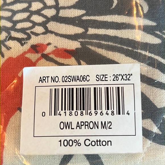 Sarah Watts red & grey cotton owl apron/wearable art – NWT - Picture 6 of 6